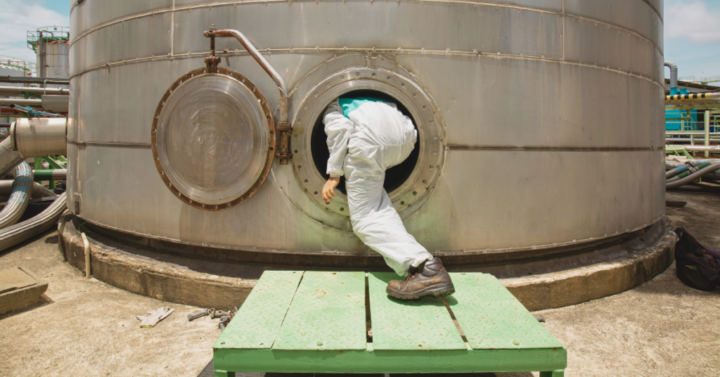 professional entering confined space